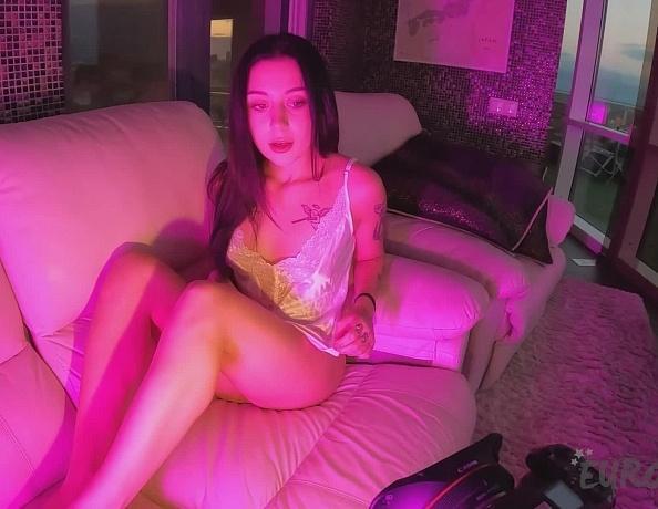Dora Masturbating With A Black Corn Cob Dildo With Stretched Pussy Lips Closeups