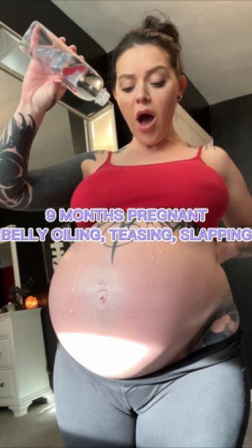 9 Months Pregnant Teasing, Oiling, Slapping