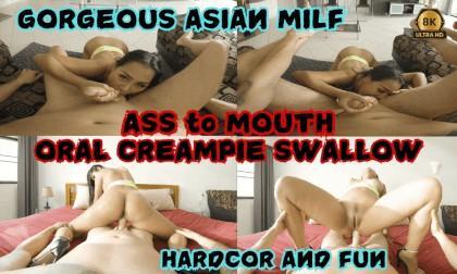 Gorgeous Asian MILF Ass To Mouth Cum Swallow