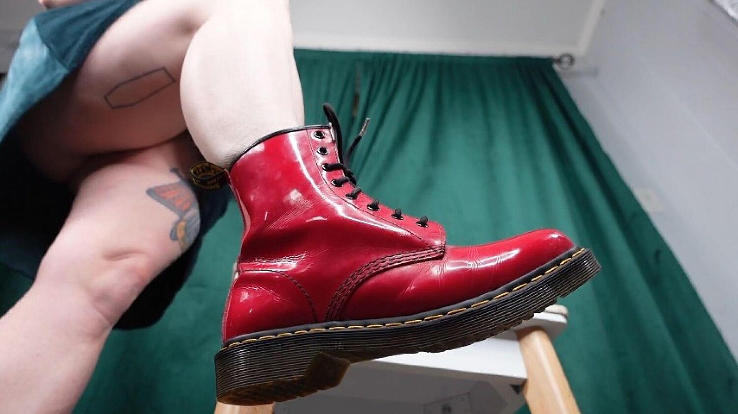 JOI To My Cherry Red Shiny Doc Martens