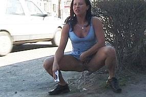 Brunette Sweet Outdoor Pee Girl