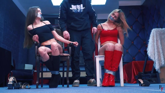 Trap for the Second Agent - Kristy and Roksana Are Tied Up Trying to Escape From Tape Bondage
