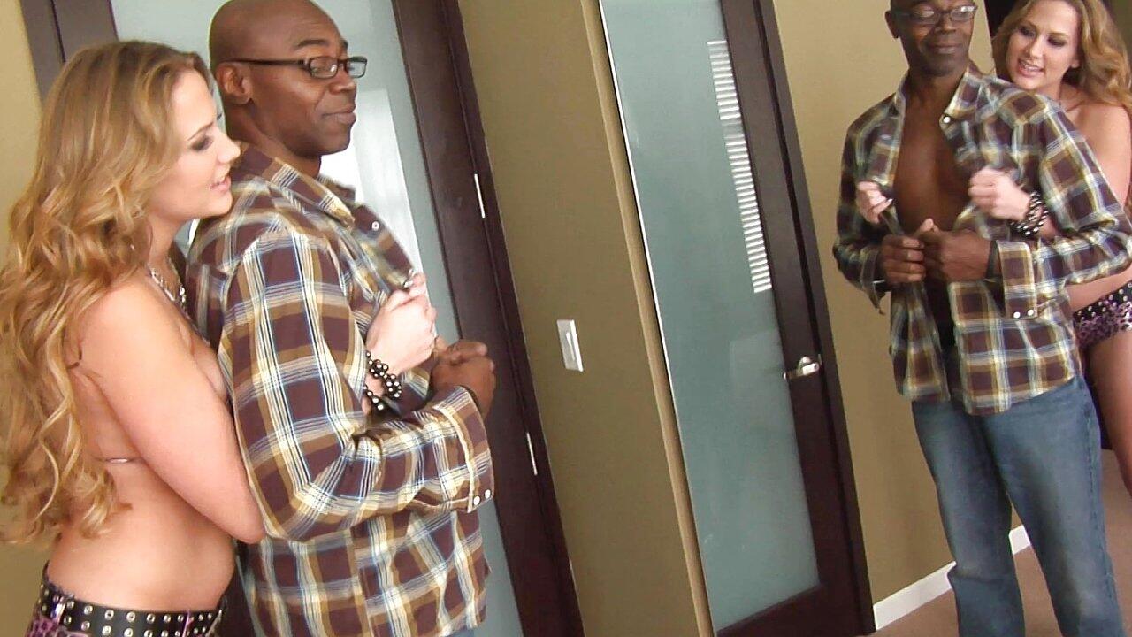 Blonde Hottie Gets Her Bald Pussy Stuffed with Big Black Cock