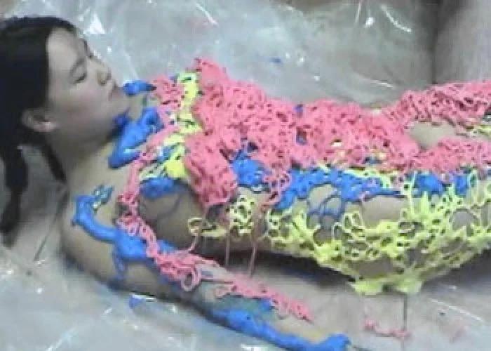 Teen Cutie Colette Covered In Foam