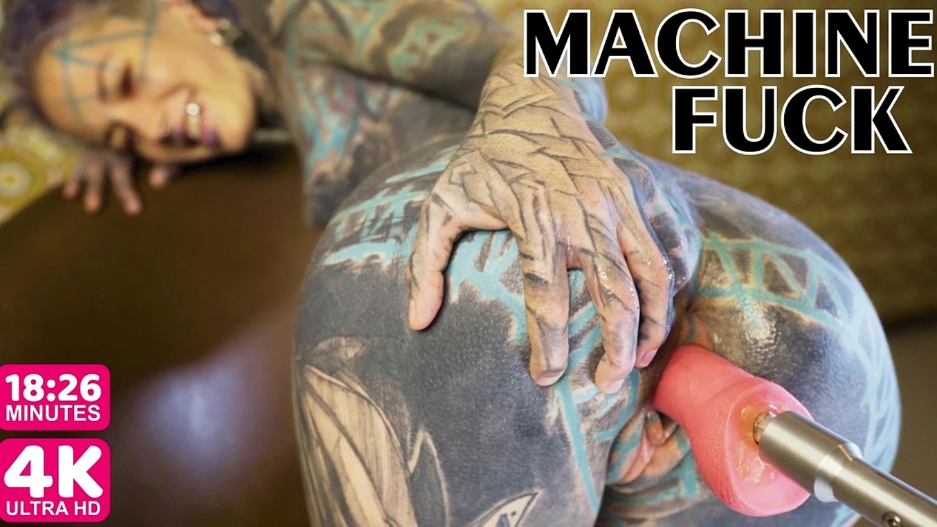Tattooed Teen Testing Fuck Machine with Her Anal - Gapes, Orgasm, Anal (Goth, Punk, Alt Porn) Zf 059