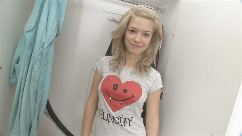 Eighteen-Year Old Blonde Hottie Gives a Footjob and Gets Fucked Hard