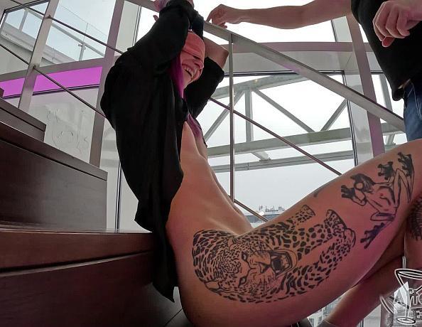 Bleika Gets Tied To The Staircase And Dirty Director Has His Way With Her Pussy Vibrating Fingering