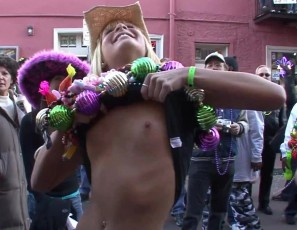 Mardi Gras Chicks Flashing in the Streets