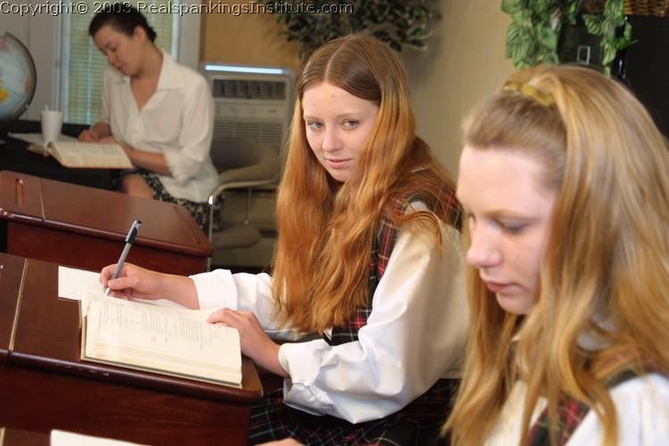 Trish and Carrie Caned in Class
