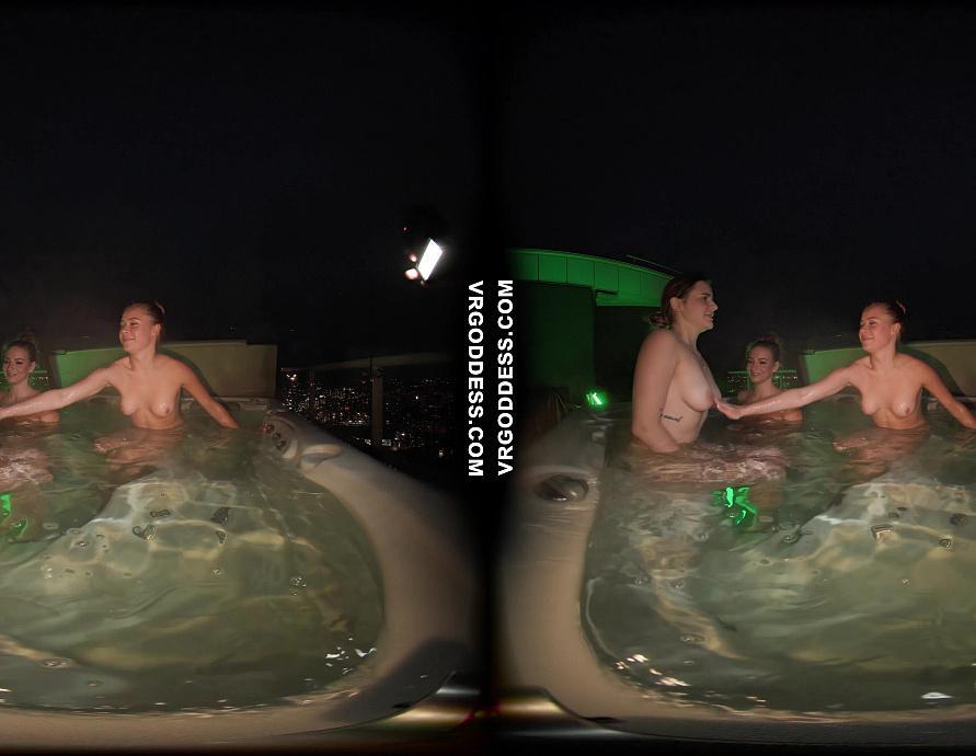 3 Hot Models Late Night In The Rooftop Jacuzzi With The Slumber Party Girls