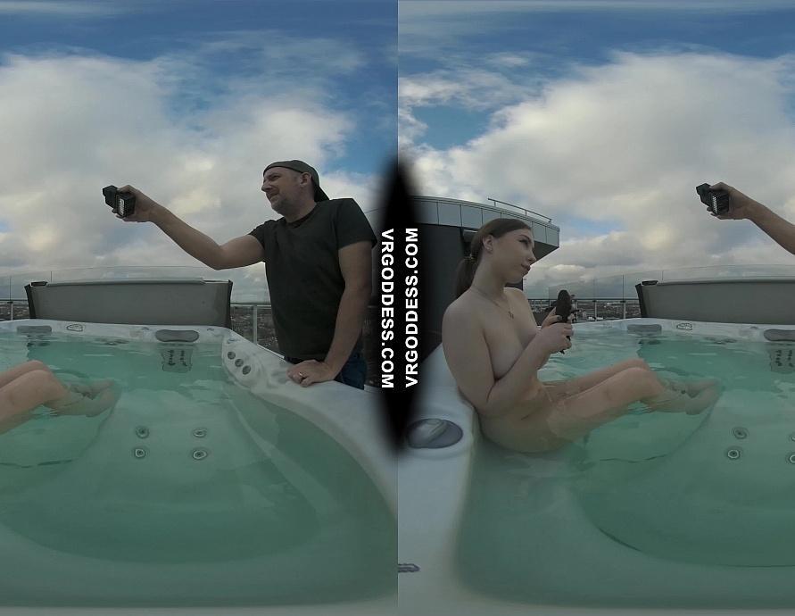 Behind the Scenes Filming Pretty Lika Rooftop Jacuzzi Dildo Masturbating