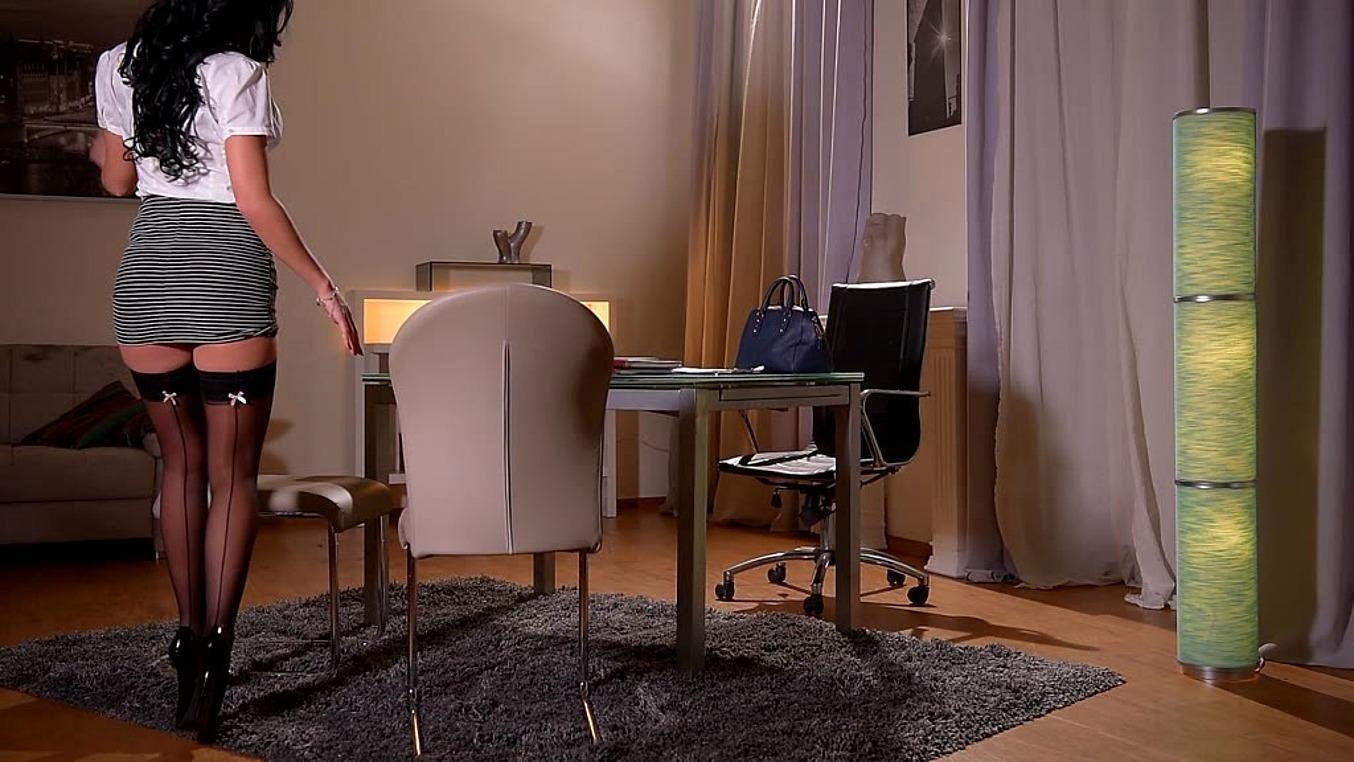 Horny During Overtime: Busty Secretary Masturbates In Office