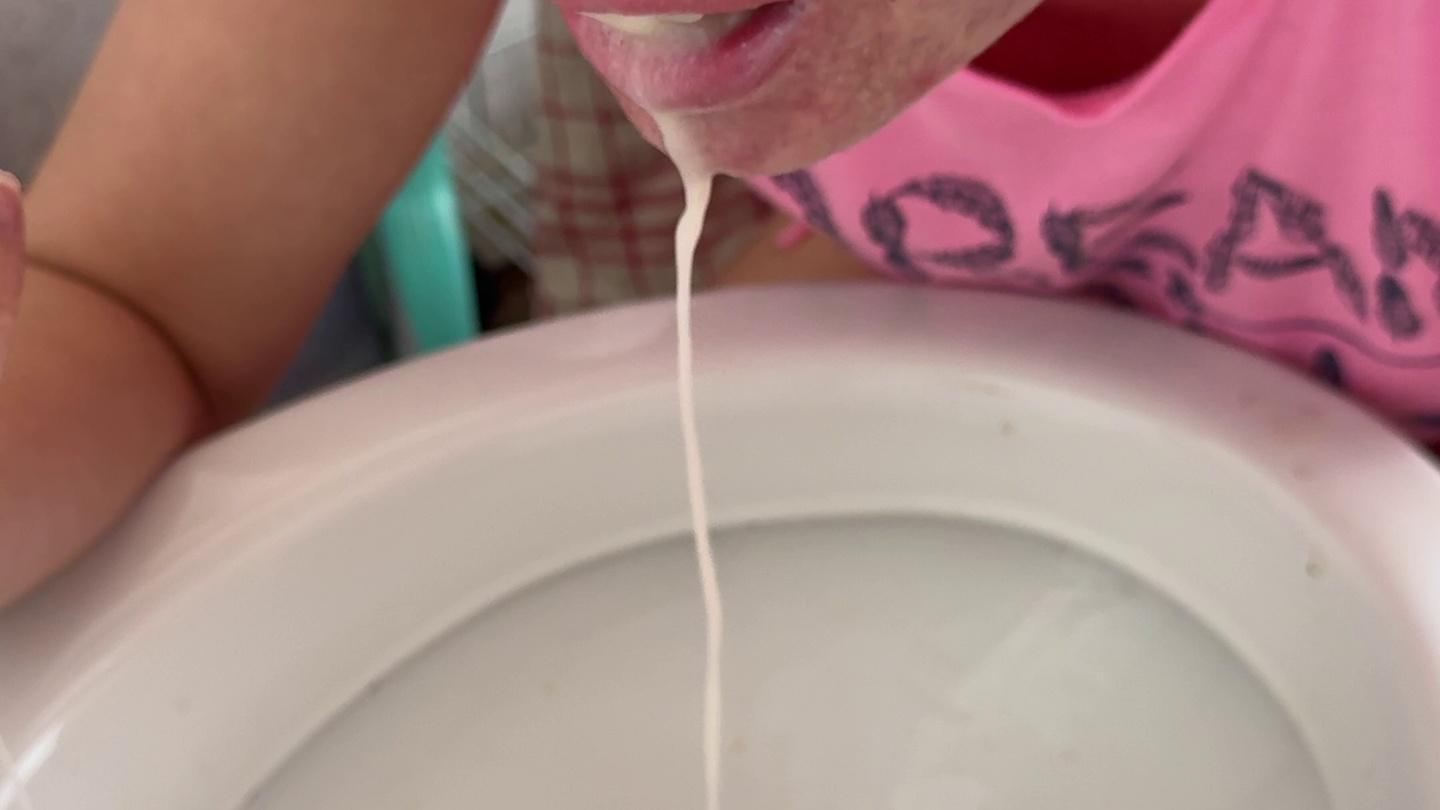 Selfie Fetish 63: Pink Shirt, Fingers Down My Throat, Piss Toilet Under Me