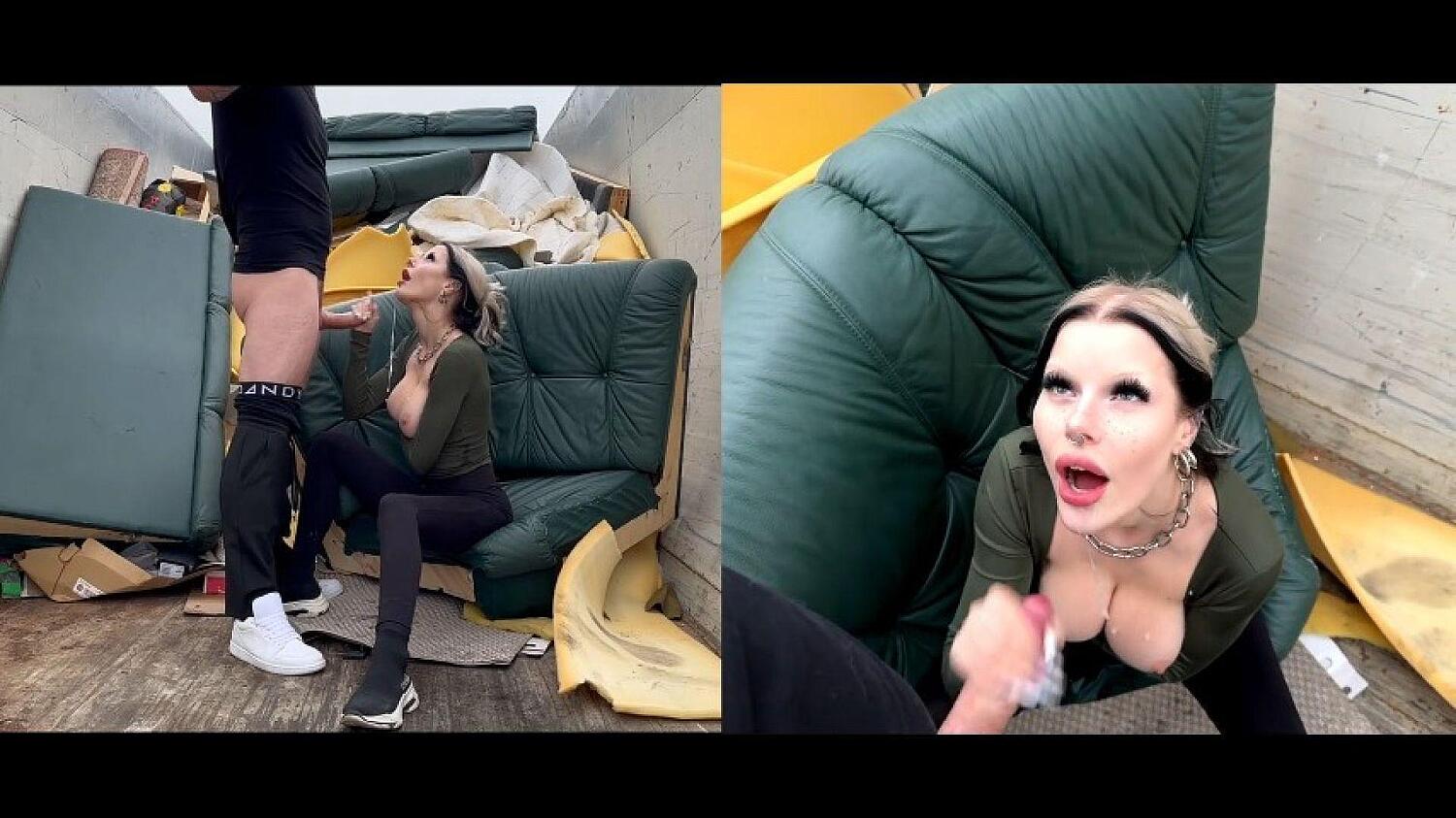 Throatfucked In A Trash Container