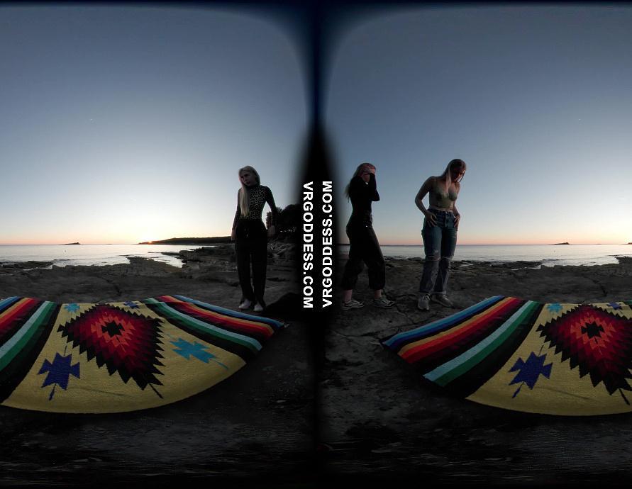 3 Hotties Naked On A Tropical Beach At Sunset With Cherry Blossom Nikoletta Queen And Rosalina