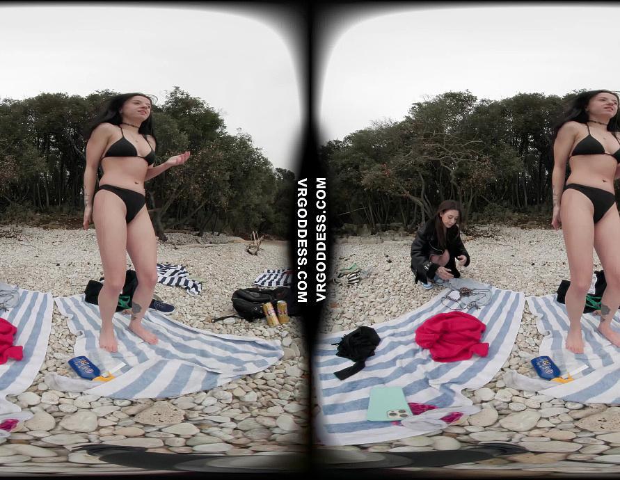 Gabriela Lati And Dora Masturbating Outdoors On A Nude Beach While On Vacation Together