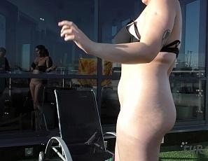 Vanessa Klein Masturbating Outdoors with a Big Black Dildo and Bubbles