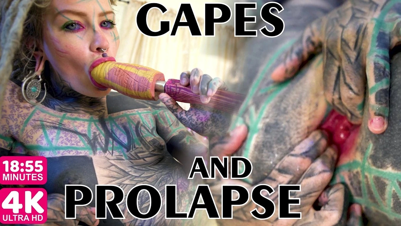 Tattoo Girl Masturbating, Fingering Her Pussy and Ass, Fucks Her Anal with a Toy and Gapes Prolapse (Goth, Punk, Alt Porn) Zf 070