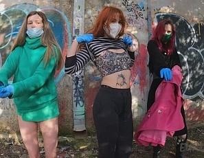 Spray Painting Models on Vacation Making Some Graffiti Art Cheri Josie Fresh and Poppy