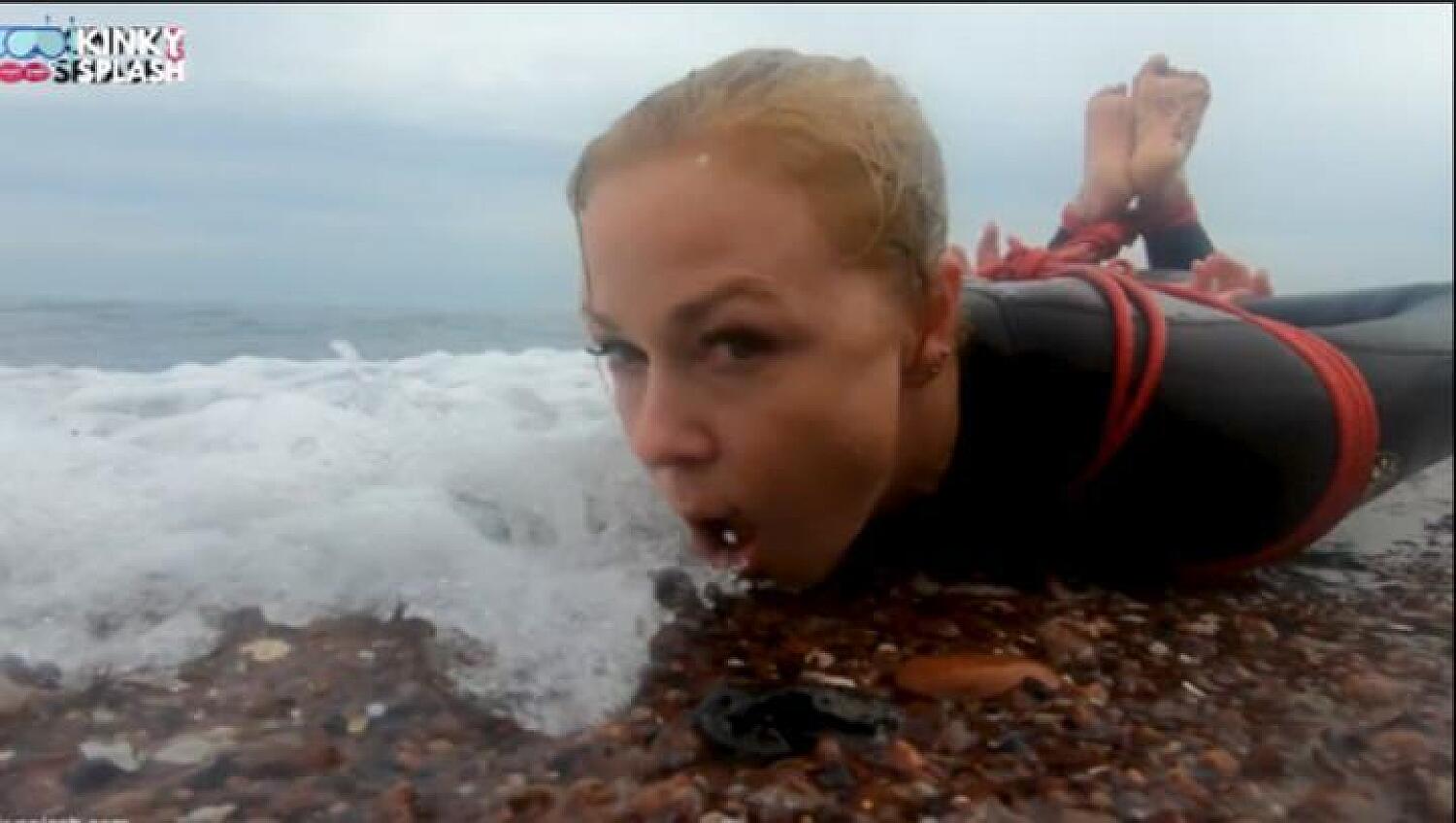 Hogtied In A Wetsuit Escape Challenge On The Beach