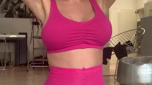 Skin Tight Pink Leggings And Anal Masturbation