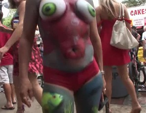 Girls Getting Body Painted