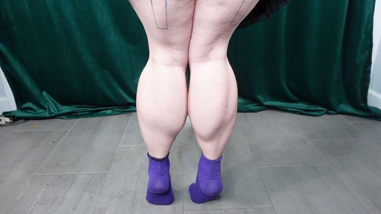 Muscular Calves Flex In Purple Socks