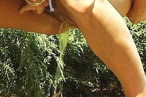 Blonde in Short Kirt Pees