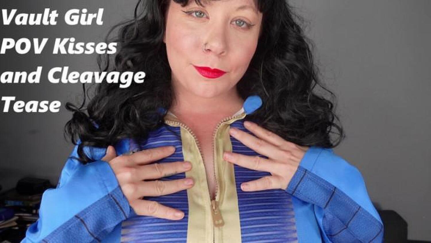 Vault Girl Kisses POV With Red Lips And Cleavage Tease