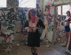 Brille and Cheri Tagging Graffiti Nude While on Vacation and Laying on a Topless Beach