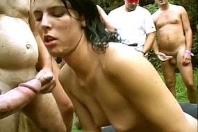 Girl Gang Bang Outdoors