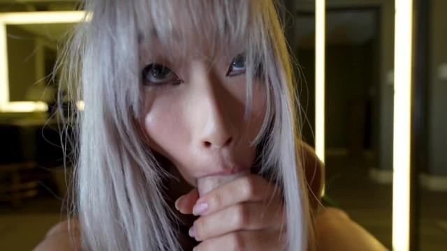 Cute Asian Girlfriend Sucks Huge Cock for Cum -Raya Steele