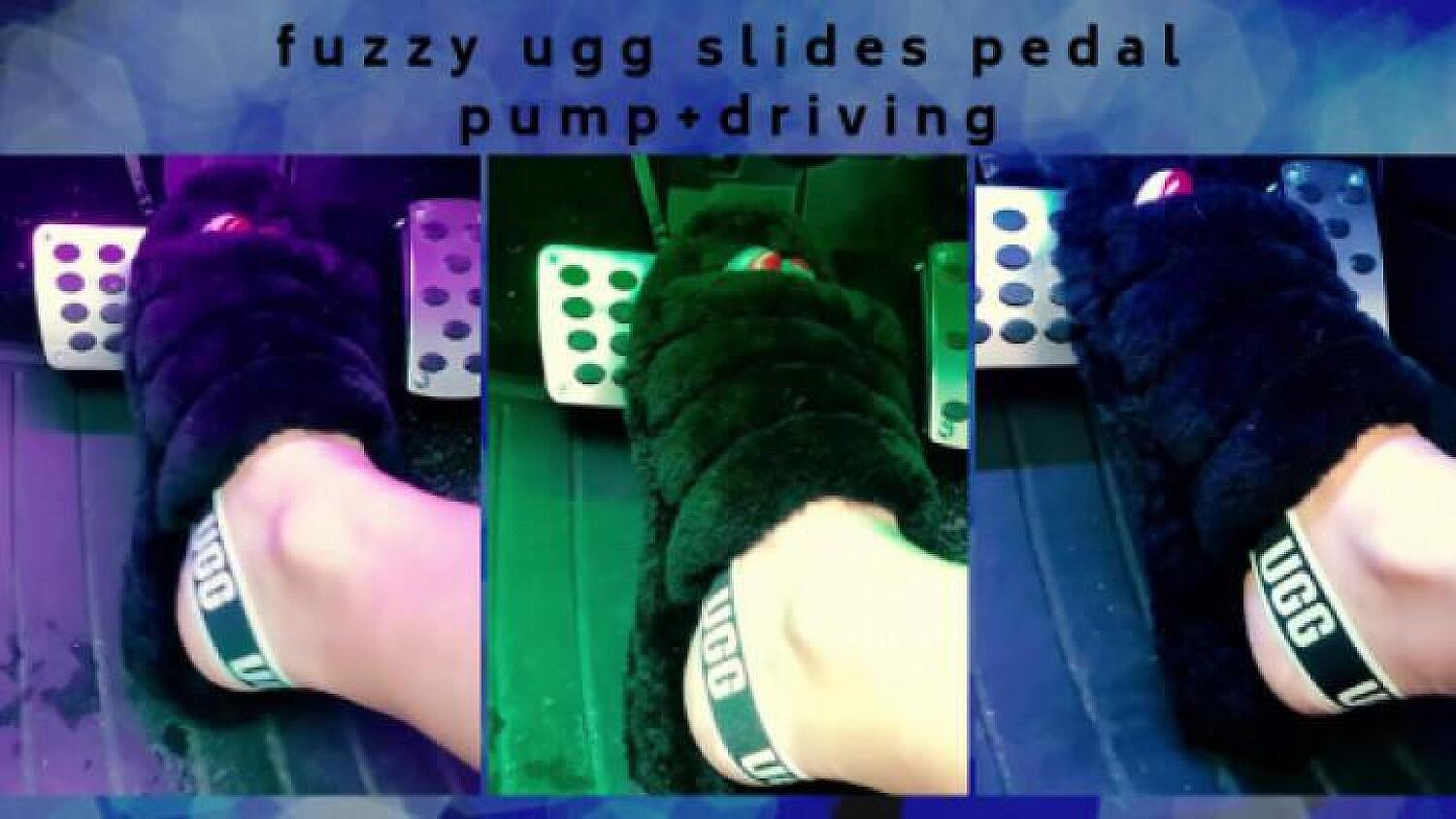 Fuzzy Ugg Slides Pedal Pumping+Driving