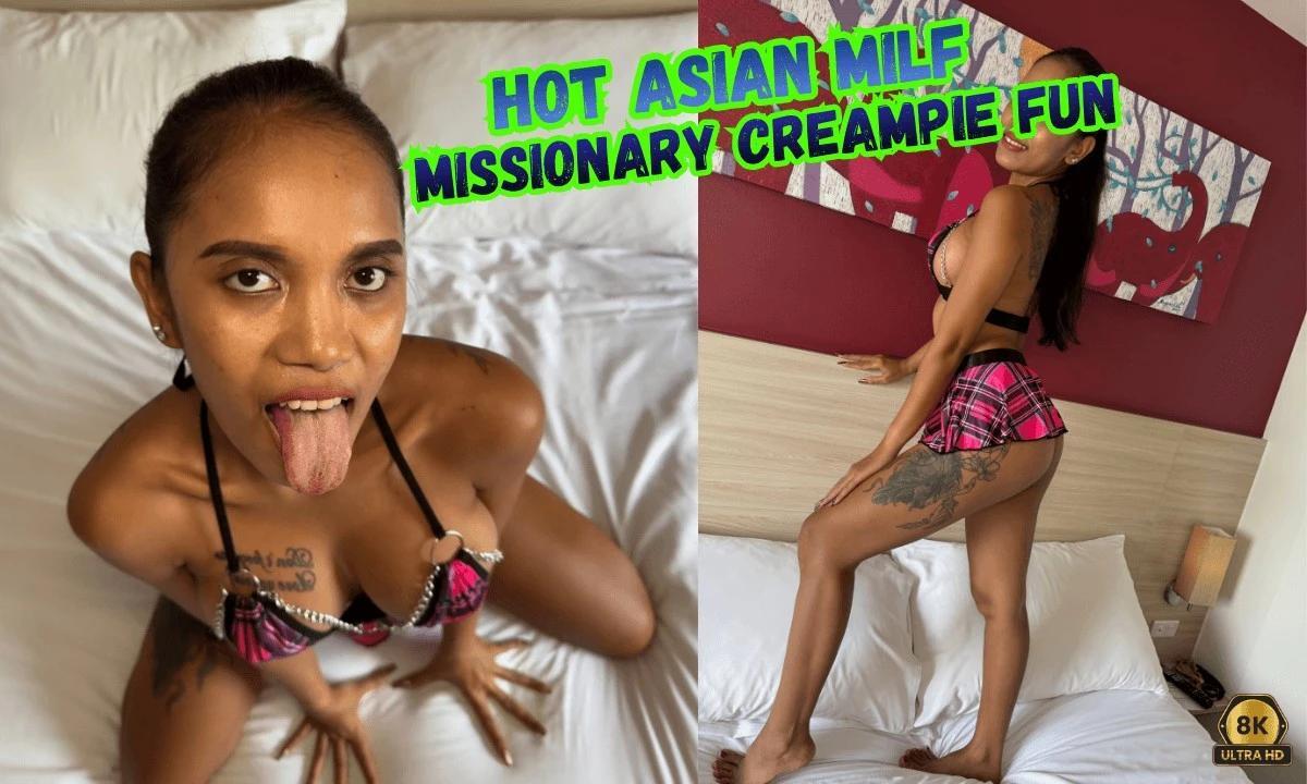 Hot Asian MILF Missionary Creampie Fun