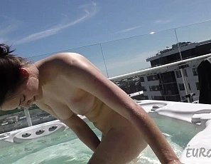 Rooftop Jacuzzi Afternoon with Rosalina Masturbating on the Jets Rfo