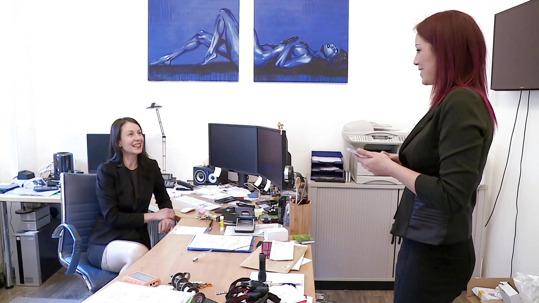 Natalie Hot and Brunette Girlfriend Fuck Nerdy Coworker