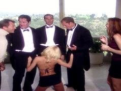 Smokin' Hot Blonde Sunset Thomas Sucks on Three Singing Dicks!