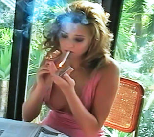 Smoker Slowly Rips Off Tights