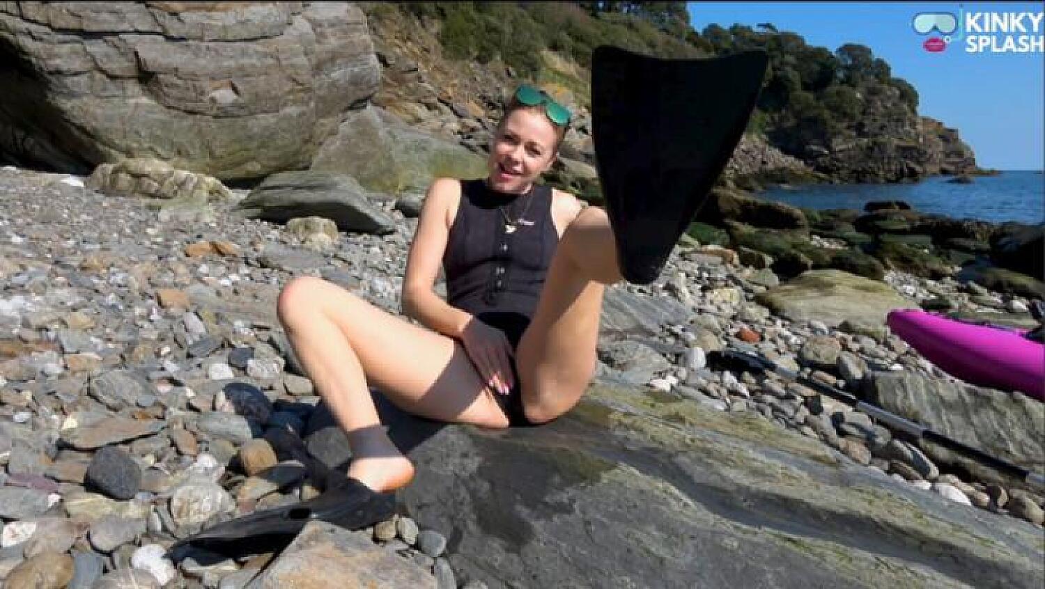 Rubber Fins, Wet Wetsuit & A Naughty Foot Fetish Tease On My