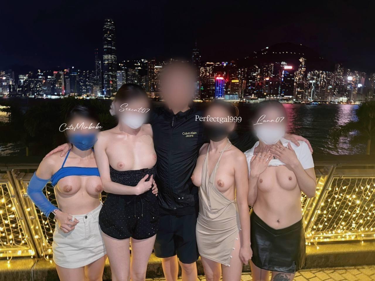 Four Beauties Found A Man Sitting On The Side Of The Road And Decided To Seduce Him. In The End, We Surrounded The Man And Let Him Masturbate