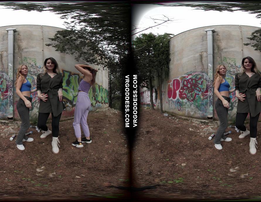 Kristina Emmux and Rebeka Ruby Dancing and Painting Graffiti Creative Porn on Vacation in Italy
