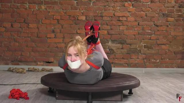 Krelly - Hogtie On The Turntable In High Heels And Taped Mouth