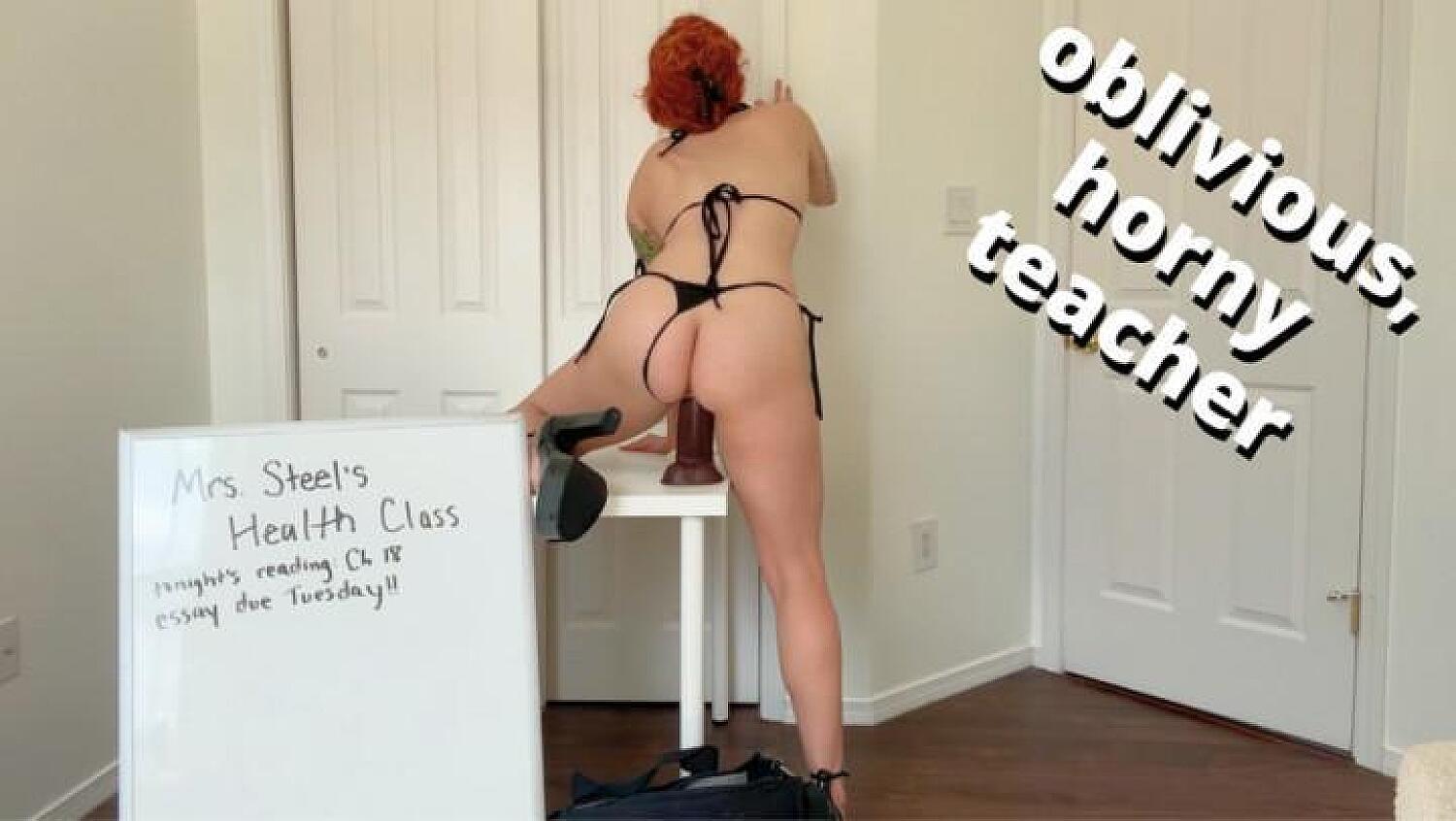 Oblivious Teacher Masturbates & Cheats In Front Of Students