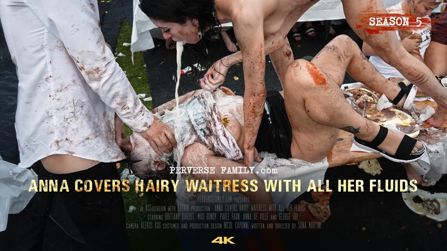 Anna and the Hairy Waitress Get Messy with Food and Fluids