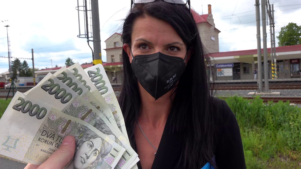 A Lady From The Bank On The Street With A Vibrator
