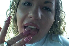 Curly Blonde in Car Sex