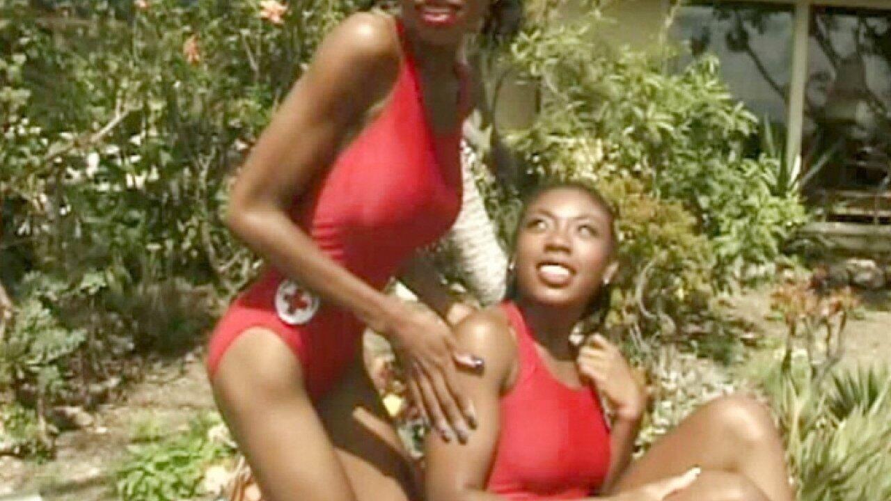 Sexy Ebony Lifeguards Bronze and Diana Devoe Go at It with Strapons.