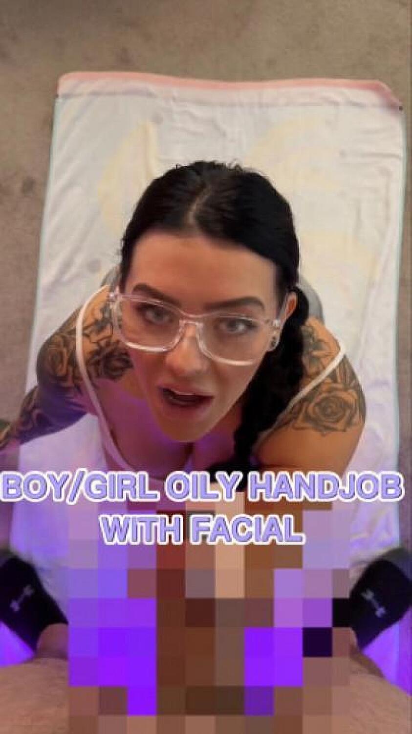 Boy/Girl Oily Handjob With Facial