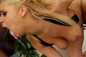 Racy Blonde in Interracial Blowjob