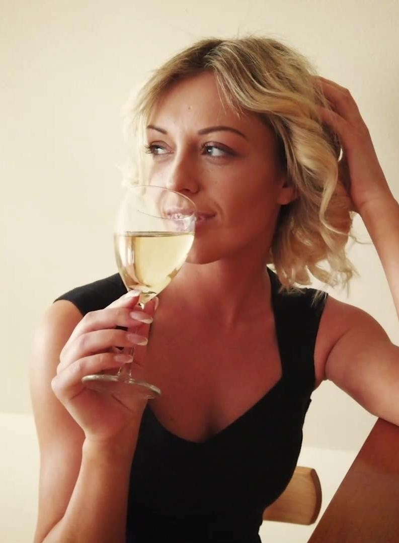 Wine and Elegant Super Babe in Sexy Lingerie Tiffany